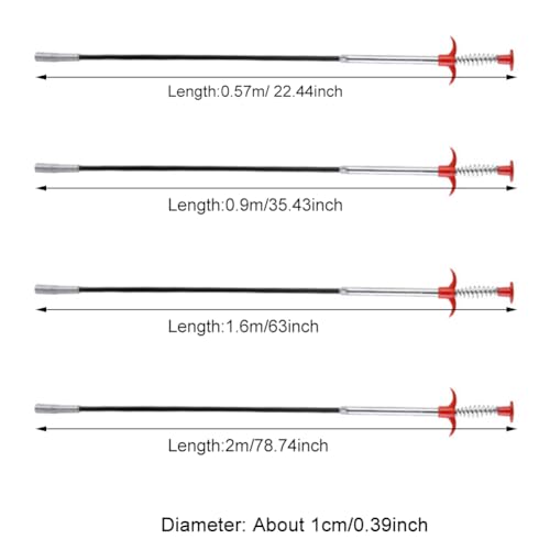 22.44 inch Grabber Reacher Tool, Flexible Grabber Claw Pick Up Reacher with 4 Claws Drain Snake Hair Drain Clog Remover Tool, for Shower, Toilet, Kitchen Sink & Tub(Size:0.57m)