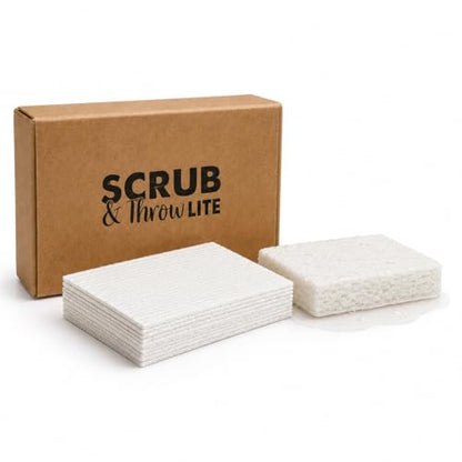 Scrub & Throw Cellulose Sponges, Natural, Plastic-Free, Non-Scratch, for Kitchen, Dishes, Pots and Cleaning, Plant-Based, Plastic-Free, Eco-Friendly, Biodegradable, 15 Pack