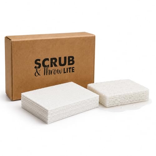 Scrub & Throw Cellulose Sponges, Natural, Plastic-Free, Non-Scratch, for Kitchen, Dishes, Pots and Cleaning, Plant-Based, Plastic-Free, Eco-Friendly, Biodegradable, 15 Pack
