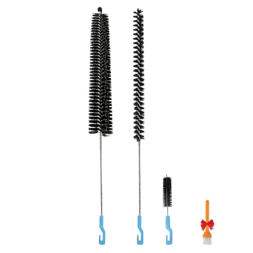 Dryer Lint Cleaner Kit, 3Pcs Nylon Bristle Brush, Flexible Stainless Steel Handle, for Cleaning Vent Trap & Refrigerator Coil