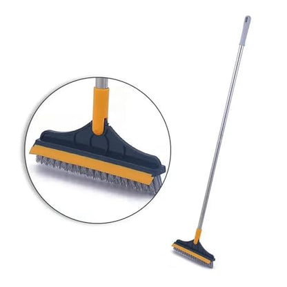 Rotating Floor Scrub Brush Long Handle Windows Squeegee Stiff Bristle Broom Mop 2In1 for Bathroom Kitchen Floor Crevice Cleaning(Green) - size: Green