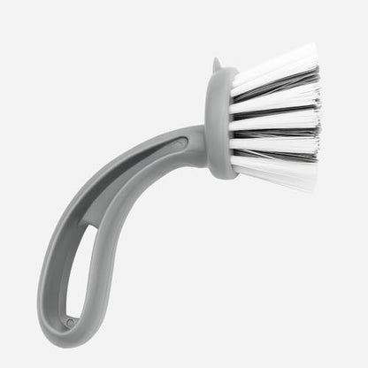 Grey – Kitchen Sink Scrub Brush – Round Bristle Head with Ergonomic Handle – Tough Cleaning Multipurpose Scrubber for Dishes, Pans, Basins & Surfaces – Scrub Brushes