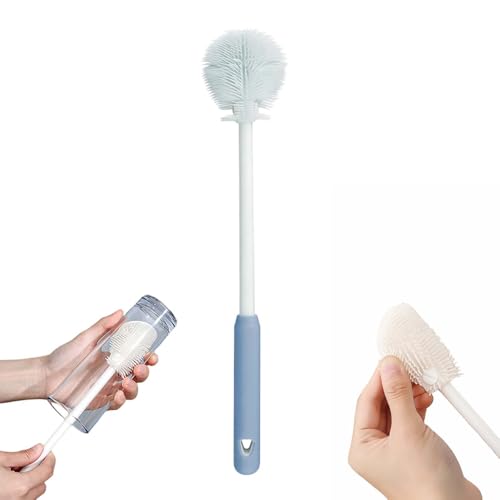 360° Flexible Silicone Bottle Brush with Long Handle,2026 New Multifunction Cleaning Foldable Cleaning Tool,Soft Bristle Silicone Cup Brush for Narrow Neck Bottles,Water Bottles (Blue B/1pcs) - color: Blue B/1pcs