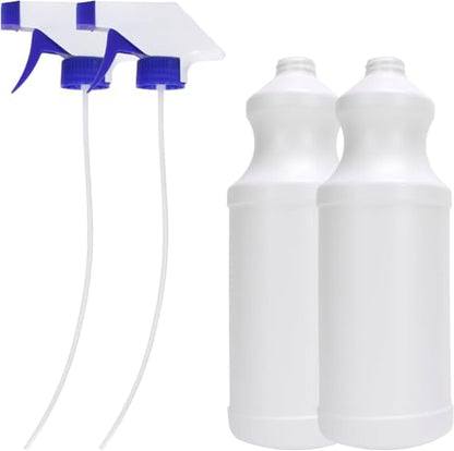 Spray Bottles (2 Pack, 32 Oz), Refillable Heavy Duty Spraying Bottle for Cleaning Solutions, Hair Spray, Gardening, Pets, Adjustable Nozzle Setting, Mist Water