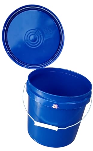 2 Gallon Bucket with Lid & Handle Food Safe BPA Free PolyEthylene Plastic HDPE Leak Proof Seal Heavy Duty Storage Container Pail 75mil Metal Handle Premium Quality Buckets FDA Compliance (Blue) - color: Blue