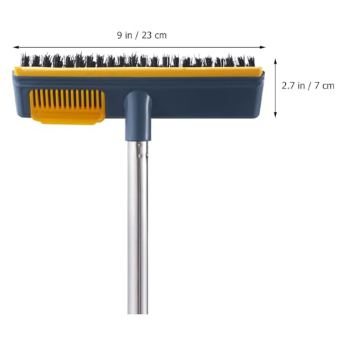VALICLUD Floor Scrubber Brush with Telescopic Long Handle, 2-in-1 Stiff Bristle Scrape and Clean Brush for Bathroom and Floor Grout Cleaning, Blue Hard Hair Household Cleaning Tool