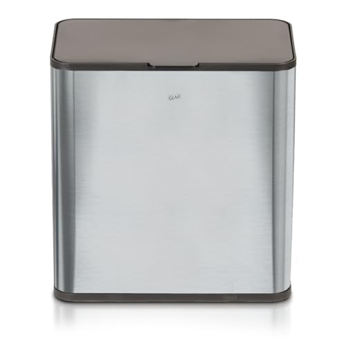 Glad Roomate Stainless Steel Under Counter Waste Bin with Clorox Odor Protection | Space Saving Dual Lid Small Trash Can for Kitchen Cabinet, Bathroom or Office, 1.5 Gallon (6L) - color: 6 Liter Stainless Steel