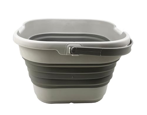 SAMMART 9.5L (2.5 Gallon) Collapsible Rectangular Handy Basket/Bucket (Grey) - color: Gray