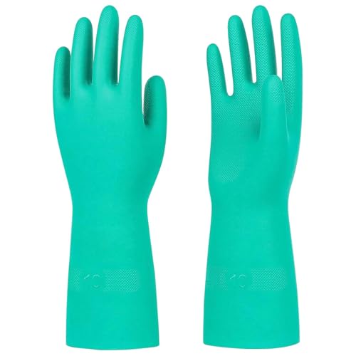 Reusable Waterproof Household Dishwashing Cleaning Rubber Gloves - color: Green-large-1 Pair
