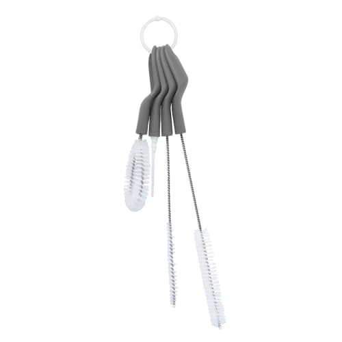 Full Circle Little Sipper, Bottle and Straw Cleaning Brush Set, Sizes for Both Narrow & Wide Straws, Gray - color: Gray, style: Little Sipper Brush Set