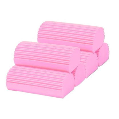 6-Pack Damp Clean Duster Sponge,Magic Sponge Eraser for Housekeeping,Reusable Cleaning Sponge for Blinds,Vents,Mirrors,Glass, Baseboards,Window Track Grooves and Railings (Pink) - color: Pink