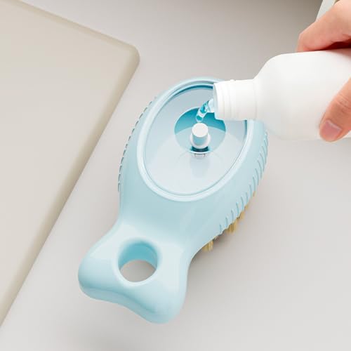 Ergonomic Dish Brush - Portable Kitchen Scrub Brush, Sink Scrub Tool for Kitchen, Pot Pan Scrubber with Soap Dispenser, Dish Cleaning Tool, Utensil Scrubber for Pots Pans Bowls Counter - color: Sky Blue