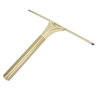 CHICIRIS 304 Stainless Steel Shower Squeegee, All Purpose Bathroom Cleaner Tool for Shower Glass Door Tile Wall Mirror Car, with Silicone Wiper and Suction Cup Hook (Gold) - size: Gold