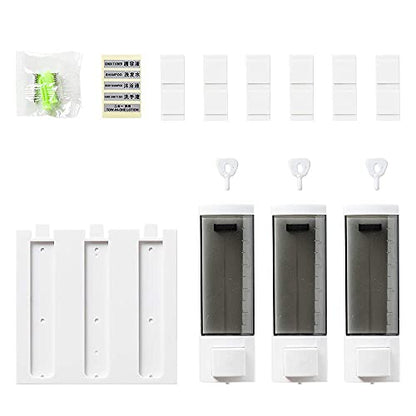 Shower Soap Dispenser 3-Chamber,Drill Free with Glue or Wall Mount with Screws Manual Hand 250ML Dispenser Shampoo Shower for Bathrooms - size: 3-Chamber