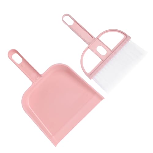 Generic Small Broom and Dustpan Set Plastic Mini Hand Broom Dustpan 2PCS for Desktop Keyboard Table Lightweight Design for Office Home School (Roseate) - color: Rose