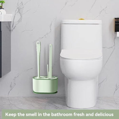 Cyrank Toilet Brush and Holder, Toilet Bowl Brush with Caddy Bathroom Stiff Bristles Toilet Scrub Brush Toilet Bowl Brush Holder Set Deep Cleaning Toilet Cleaner Scrubber Under Rim(Greens)