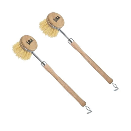 LOLA -The Original - Tampico Vegetable & Dish Brush, 2 Pack, Sustainable Wood Ergonomic Handle w/Tampico Fiber Bristles - color: Small Vegetable & Dish Cleaning Brush, size: 2 Pack