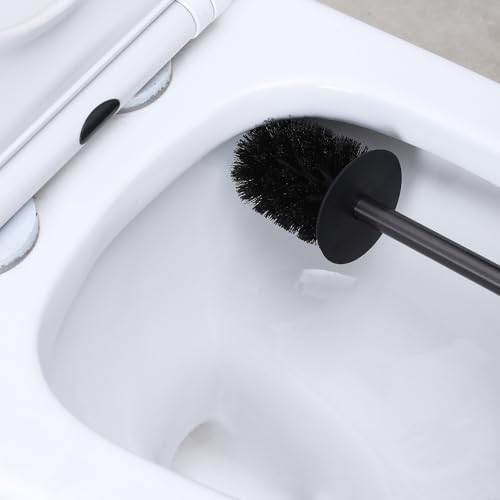 Toilet Brush and Holder Wall Mounted, NSCMQSL Toilet Bowel Brush for Cleaning with Stainless Steel Handle,Space Saving for Storage Toilet Brush Wall Mount Square(Brushed Gold)