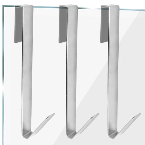 Zorfeter 10 Inch Extended Over Shower Door Hook, Stainless Steel Heavy Duty Shower Hooks Drilling-Free Towel Hooks for Bathroom Frameless Glass Shower Door - 3 Packs - size: 10 Inch