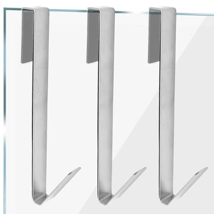 Zorfeter 10 Inch Extended Over Shower Door Hook, Stainless Steel Heavy Duty Shower Hooks Drilling-Free Towel Hooks for Bathroom Frameless Glass Shower Door - 3 Packs - size: 10 Inch