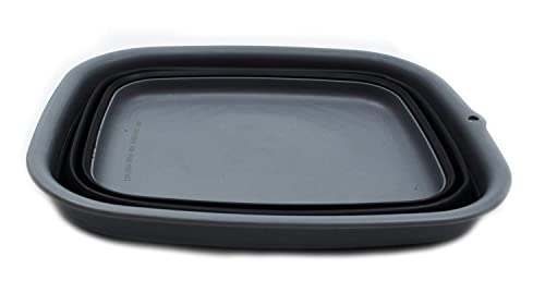 SAMMART 9.45L (2.5 Gallon) Collapsible Tub - Foldable Dish Tub - Portable Washing Basin - Space Saving Plastic Washtub (Grey/Black, M) - color: Grey/Black, size: Medium