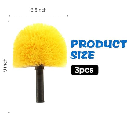 3 Pack Screw on Webster Cobweb Duster Head for Pole,Spider Web Remover Brush, Cobweb Duster Head Attachment,Fits Standard 3/4 inch Threaded Poles (3, Yellow) - color: Yellow