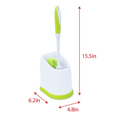 Pine-Sol Toilet Bowl Cleaner Brush with Holder | Heavy Duty Cleaning Wand with Under The Rim Scrubber, Non-Slip Handle, Storage Caddy | Bathroom Supplies, Yellow, Green (Pack of 6) - size: (Pack of 6)