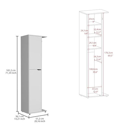Austin Freestanding Broom Closet in White Finish Heavy Duty Storage for Household Tools and Accessories Easy to Clean Surface