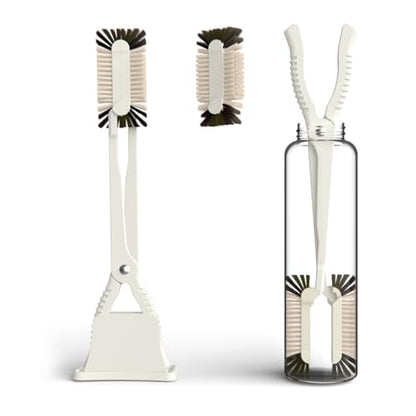Bottle Brush and Two Replacement Brush Heads Set, 14-Inch Long Handle | Bottle Brush with Stand, Bottle Cleaner. Perfect for Water Bottles