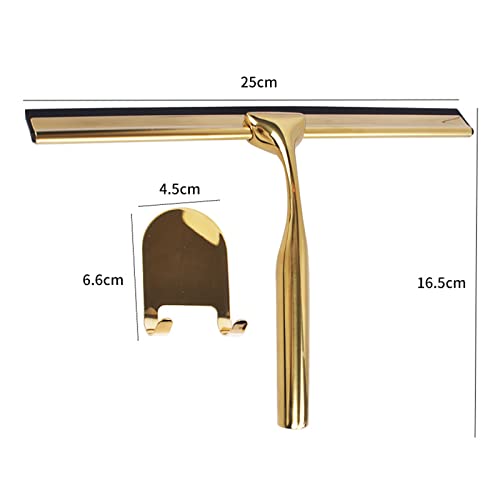 Stainless Steel Glass Window Squeegee with Non-Slip Blade Handle for Bathroom, Mirror, Car Glass and More - Gold