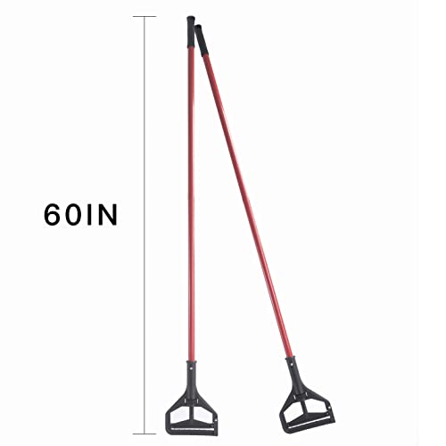 Matthew Cleaning Commercial Quick-Change Iron Mop Handle for Floor Cleaning Heavy Duty Mop Head Replacement Holder 60inch w/Plastic Gripper for Rags Side Gate Wet Mop Handles 6 Packs - color: Black Side-Gate Clamp