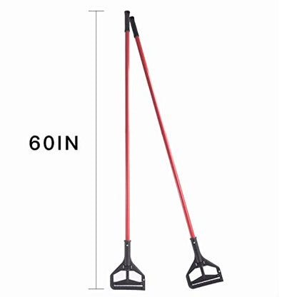 Matthew Cleaning Commercial Quick-Change Iron Mop Handle for Floor Cleaning Heavy Duty Mop Head Replacement Holder 60inch w/Plastic Gripper for Rags Side Gate Wet Mop Handles 6 Packs - color: Black Side-Gate Clamp