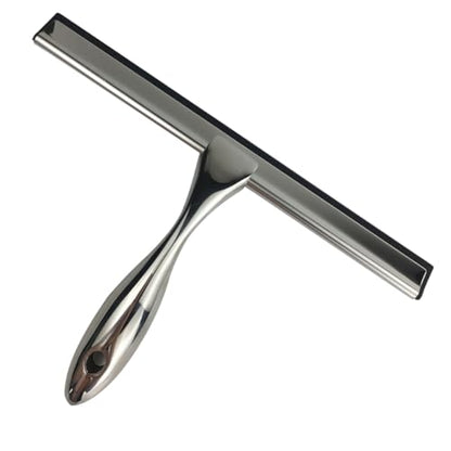 Stainless Steel Window Squeegee 12-Inch Glass Cleaning Tool Ergonomic Handle for Shower Bathroom and Home Use