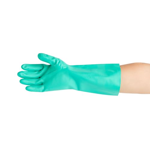 Restaurantware Green Cleaning Gloves 10 Pairs 15 Mil Thick Extra Large Heavy-Duty Nitrile Gloves With Long Cuff No-Latex Flock Lining For Use In Hospitals, Commercial Kitchens and Households - color: Green, size: 10/Extra large
