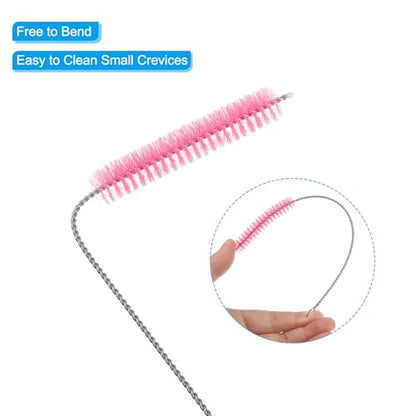 PATIKIL 10"x9/16" Long Straw Brush, 10 Pcs Drinking Straw Cleaning Brush Nylon Pipe Tube Cleaner Brush for Cleaning Straws Pot Spout, Pink - color: Pink, size: 10"x9/16"