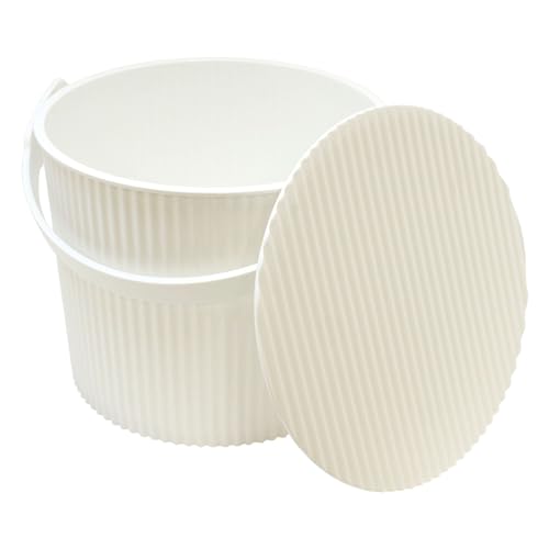 Sceltevie Omni-Utti Hachiman Multifunctional White Plastic Bucket with Lid and Stool Function, 8L, 2.8 Gal, 10.6 x 10.0 x 8.3 Inches, 150 kg Load Capacity - color: White, style: Size S: 2.8 gal (