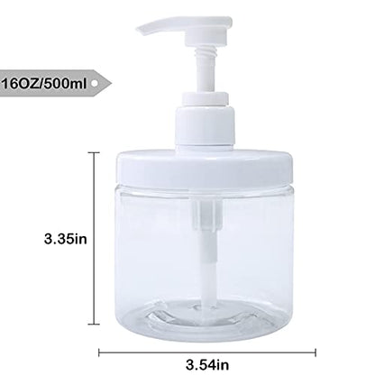 Cosywell Pump Bottle Dispenser Plastic Refillable Bottles Wide Mouth Jar Style Empty Bathroom Shower Containers for Lotion Shampoo Conditioner (Clear, 2X 500ml) - color: Clear, size: 2x 500ml