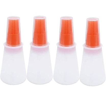 Silicone Oil bottle brush，BBQ/Pastry Basting Brushes,Silicone Cooking Grill Barbecue Baking Pastry Oil/Honey/Sauce Bottle Brush (4 PCS,orange) - color: 4 PCS,orange
