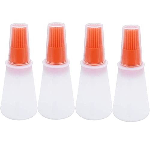 Silicone Oil bottle brush，BBQ/Pastry Basting Brushes,Silicone Cooking Grill Barbecue Baking Pastry Oil/Honey/Sauce Bottle Brush (4 PCS,orange) - color: 4 PCS,orange