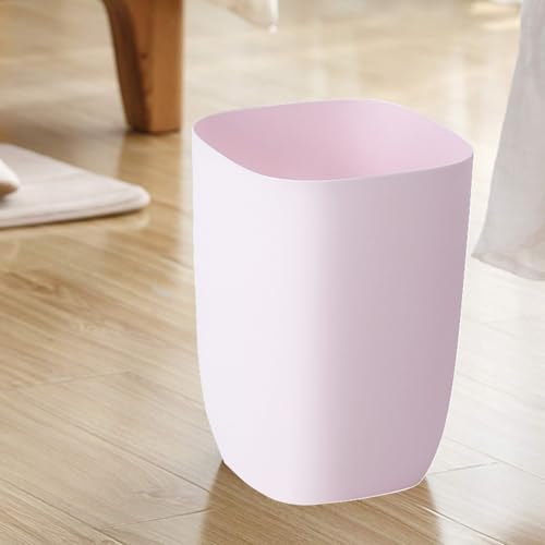 Bathroom Trash Can, Small Garbage Can for Bedroom, Living Room, Kitchen, Slim Cute Plastic Waste Basket for Office, 7L, Pink - color: Pink