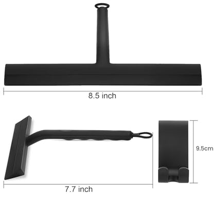 wlich Shower Squeegee for Glass Doors and Bathroom, Stainless Steel with Silicone Blade, Window and Mirror Cleaner with No-Drill Hook, Streak-Free Cleaning Tool - size: Squeegee with 1 Hooks