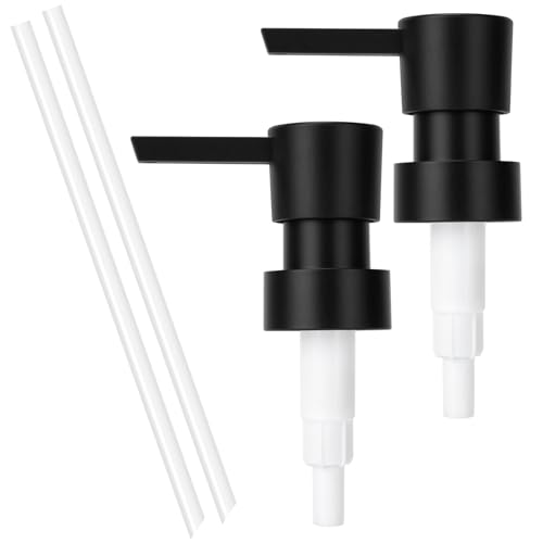 Plastic Soap Dispenser Pump Replacement Refill Dispenser for Standard 28/400 Thread Size for Lotion Dish Soap Kitchen Bathroom 2 Pack - color: Black-3