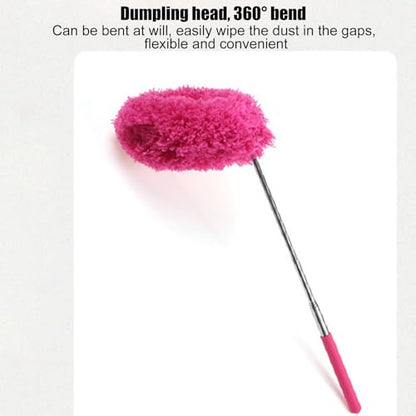 Extendable Duster - 31.5 Inches Microfibre Duster | Stainless Steel Handle | - Adjustable Telescopic Reach | and Soft Fiber Head Perfect for Cleaning High Ceilings and Shelves At Home - color: Red