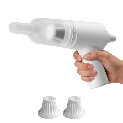 PAPIFEED Handheld Vacuum Cordless for Pet Hair, Portable Mini Vacuum with Static Hair Collector for Home, Dual-Layer Stainless Steel Filter, Dual Filte, USB-C Rechargeable Lightweight Vacuum (White) - color: White Set