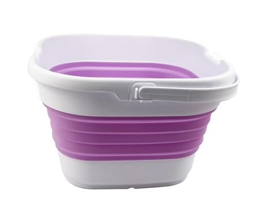 SAMMART 9.5L (2.5 Gallon) Collapsible Rectangular Handy Bucket (White/Pale Purple) - color: White/Pale Purple