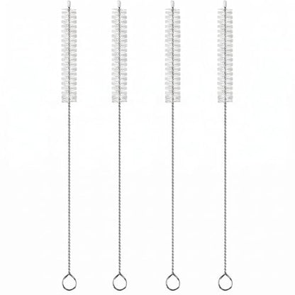 4 Pack Long Handle Pipe Cleaning Brush Set, Soft Bristle Deep Clean Detail Brush for Straws, Narrow Bottles, Small Tubes, Crevices