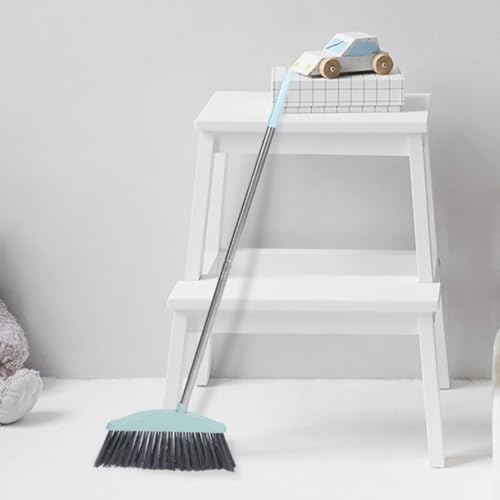 Cabilock 2pcs Broom Heads Wide Scrub Broom Handle Stainless Steel Rod for Indoor Outdoor Cleaning - color: Blue