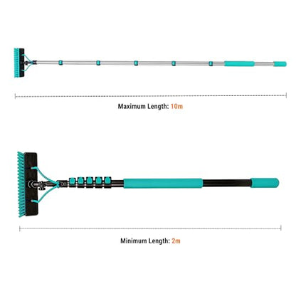 Water Fed Pole Kit, 33FT Solar Panel Cleaning Pole with Extendable Handle, 180° Rotatable Brush Head & 65.6FT Hose, Household & Outdoor Window Cleaner Tool for Caravan Solar Panel Deck - size: 33FT