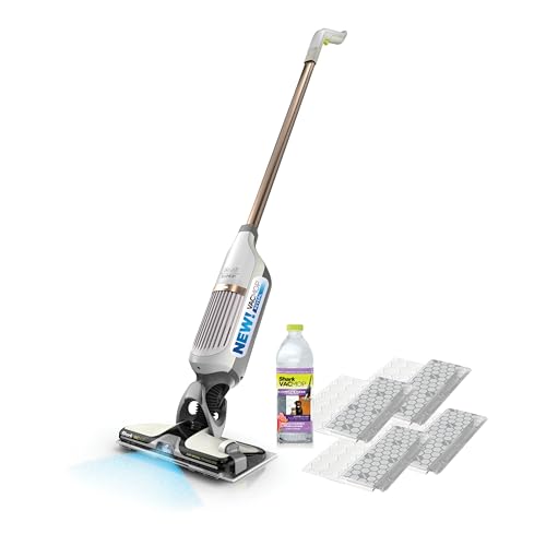 Shark VACMOP Reveal Cordless Hard Floor Cleaner, Vacuum & Spray Mop, Powerful Suction, Lightweight, Illumination Light, 4 Disposable Pads, 12oz Pet Multi-Surface Cleaning Solution, Ivory, VM401IV - color: Vacmop Reveal - 4 Pads (Ivory)
