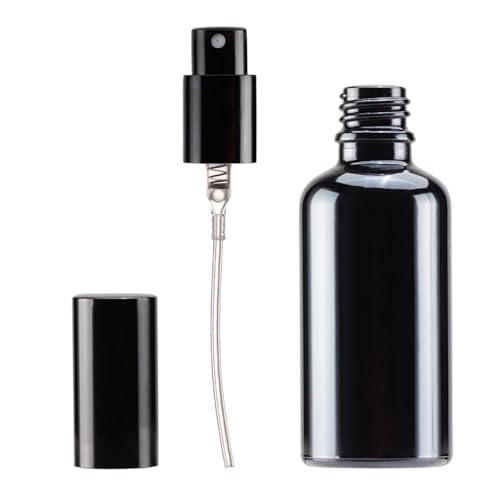 YIZHAO Black Glass Spray Bottles 2oz, with Small Fine Mist Spray, Metal Cap, Refillable for Essential Oil,Travel,Cleaning,Perfume,Aromatherapy,Makeup – 6 Pcs - color: Black, size: 50ml-6